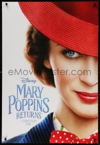 4r768 MARY POPPINS RETURNS teaser DS 1sh 2018 Disney sequel, close-up of Emily Blunt in title role!