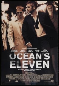 4r806 OCEAN'S 11 int'l DS 1sh 2001 Steven Soderbergh, George Clooney, Damon, Pitt, b/w style!