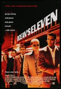 4r807 OCEAN'S 11 int'l DS 1sh 2001 Steven Soderbergh, George Clooney, Damon, Pitt, orange style!
