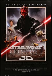 4r818 PHANTOM MENACE advance DS 1sh R2012 Star Wars Episode I in 3-D, different image of Darth Maul!