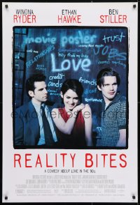 4r851 REALITY BITES 1sh 1994 Winona Ryder, Ben Stiller, Ethan Hawke, comedy about love in the '90s!