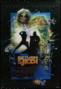 4r857 RETURN OF THE JEDI style D advance DS 1sh R1997 George Lucas classic, cool montage art by Drew Struzan!