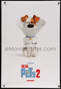 4r877 SECRET LIFE OF PETS 2 advance DS 1sh 2019 image of mad dog wearing cone, don't laugh!