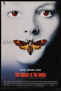 4r887 SILENCE OF THE LAMBS style D DS 1sh 1991 creepy image of Jodie Foster with moth over mouth!