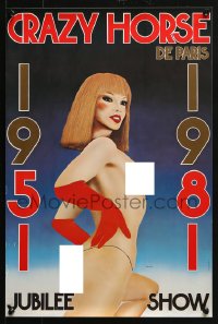 4r260 CRAZY HORSE 14x21 French special poster 1981 sexy Razzia dancer art for Jubilee Show!