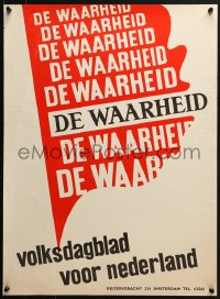 4r266 DE WAARHEID 17x24 Dutch special poster 1950s cool black and white title style!