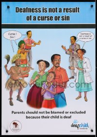 4r268 DEAFNESS IS NOT A RESULT OF A CURSE OR SIN 17x23 Ugandan special poster 2000s do not blame!