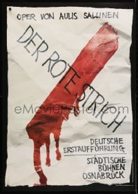 4r200 DER ROTE STRICH 23x33 German stage poster 1985 design by Erik Bruun & Krister Katva!