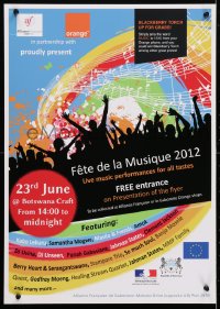 4r302 FETE DE LA MUSIQUE 2012 17x23 Botswanan special poster 2012 live performances for all tastes!