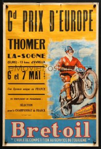 4r310 GD PRIX D'EUROPE 16x27 French special poster 1961 person riding a motorcycle by Steenhoute!