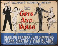 4r315 GUYS & DOLLS/HIGH SOCIETY 2-sided 22x28 English special poster 1956 Brando, Simmons, Sinatra & Blaine