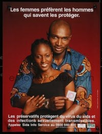4r358 LES FEMMES PREFERENT LES HOMMES QUI SAVENT LES PROTEGER 12x16 French poster 1990s HIV/AIDS!