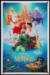 4r360 LITTLE MERMAID 18x27 special poster 1989 Morrison art of cast, Disney underwater cartoon!