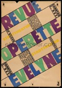 4r216 REVUE OPERETTE EVELYNE 25x36 German stage poster 1960s Stadt Theater production, cool design!