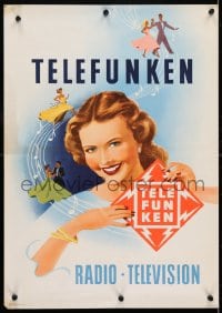 4r131 TELEFUNKEN 17x23 French advertising poster 1955 art of people dancing and smiling woman!