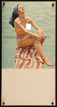 4r459 UNKNOWN CALENDAR PAGE sunbather style 11x21 special poster 1950s sexy image!