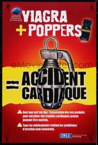 4r472 VIAGRA + POPPERS 16x24 French special poster 2000s do not combine, danger - hand grenade!
