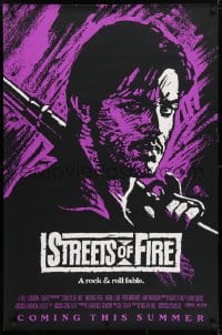 4r923 STREETS OF FIRE advance 1sh 1984 Walter Hill, Riehm purple dayglo art, a rock & roll fable!