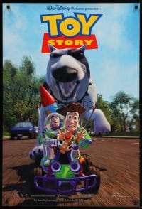4r956 TOY STORY int'l 1sh 1995 Disney/Pixar cartoon, Buzz & Woody on RC car being chased by Scud!