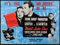 4r022 MEET JOHN DOE English trade ad 1942 Gary Cooper & Barbara Stanwyck, directed by Frank Capra!