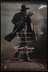 4r992 WYATT EARP advance DS 1sh 1994 cool image of Kevin Costner in the title role firing gun!