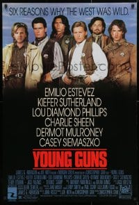 4r996 YOUNG GUNS 1sh 1988 Emilio Estevez, Charlie Sheen, Kiefer Sutherland, Lou Diamond Phillips!