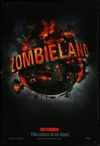 4r999 ZOMBIELAND teaser 1sh 2009 Harrelson, Eisenberg, this place is so dead, wild image of Earth!