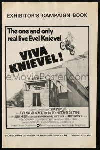 4s372 VIVA KNIEVEL English pressbook 1977 the greatest daredevil jumping his motorcycle, rare!