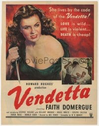 4s202 VENDETTA magazine ad 1950 Howard Hughes, Zamparelli art of sexy bad girl Faith Domergue!