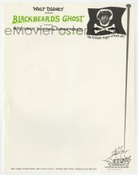 4s289 BLACKBEARD'S GHOST 9x11 letterhead 1966 Walt Disney, wacky pirate Peter Ustinov on flag!