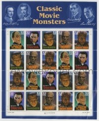 4s060 CLASSIC MOVIE MONSTERS uncut postage stamps 1996 Frankenstein, Dracula, Mummy, Wolf Man
