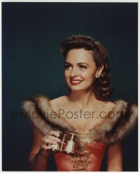 4s072 DONNA REED color 8x10 REPRO photo 1980s beautiful close portrait in formal gown w/binoculars!