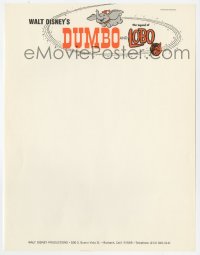 4s291 DUMBO/LEGEND OF LOBO 9x11 letterhead 1972 Walt Disney double-bill, elephants & wolves!