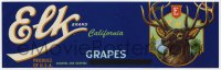 4s107 ELK BRAND 4x13 crate label 1980s grapes from the Guerriero Fruit Co. of Fresno, California!
