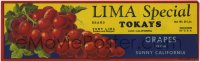 4s112 LIMA SPECIAL 4x13 crate label 1950s grapes from sunny California!