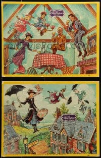 4s159 MARY POPPINS group of 2 10x13 jigsaw puzzles 1964 Walt Disney, art of scenes from the movie!