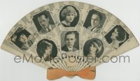 4s167 STARS IN PARAMOUNT PICTURES 8x13 paper fan 1920s Rudolph Valentino, Bebe Daniels & 6 more!