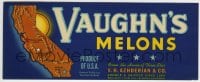 4s104 VAUGHN'S MELONS 4x11 crate label 1950s from the House of Three Star, art of California!