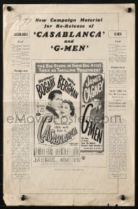 4s606 CASABLANCA/G-MEN pressbook 1949 Humphrey Bogart, Ingrid Bergman & James Cagney, ultra rare!