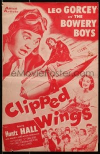 4s615 CLIPPED WINGS pressbook 1953 Bowery Boys, wacky image of Leo Gorcey watching Hall riding bomb!