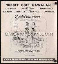 4s686 GIDGET GOES HAWAIIAN pressbook 1961 Deborah Walley, James Darren, great surfing art!