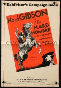 4s715 HARD HOMBRE pressbook 1931 great artwork of cowboy Hoot Gibson on rearing horse, rare!