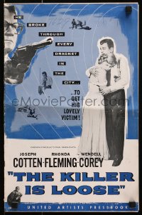 4s753 KILLER IS LOOSE pressbook 1956 Boetticher, cop Joseph Cotten uses wife Rhonda Fleming as bait