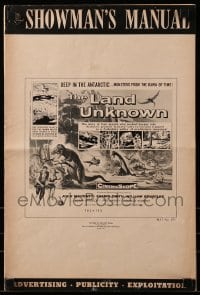 4s767 LAND UNKNOWN pressbook 1957 paradise of hidden terrors, great art of dinosaurs by Ken Sawyer!