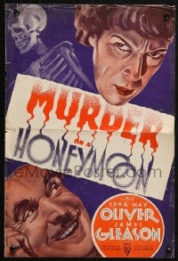 4s814 MURDER ON A HONEYMOON pressbook cover 1935 Edna May Oliver & James Gleason fight crime!