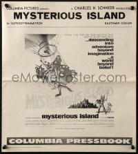 4s817 MYSTERIOUS ISLAND pressbook 1961 Ray Harryhausen, Jules Verne sci-fi, cool balloon art!
