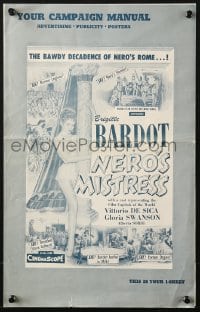 4s819 NERO'S MISTRESS pressbook 1962 Mio Figlio Nerone, sexy Brigitte Bardot hugs column, De Sica