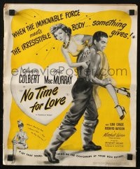 4s825 NO TIME FOR LOVE pressbook 1943 barechested Fred MacMurray carrying Claudette Colbert!