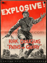 4s850 PATHS OF GLORY pressbook 1958 Stanley Kubrick, great artwork of Kirk Douglas in WWI!