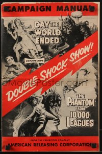 4s629 DAY THE WORLD ENDED/PHANTOM FROM 10,000 LEAGUES pressbook 1956 schlock horror double-bill!
